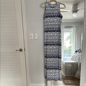 Chic Navy and White Sleeveless Maxi Dress